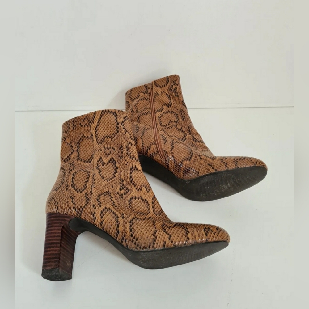 Next brown faux leather ankle boots size 6.5 snakeskin animal print - Picture 8 of 11